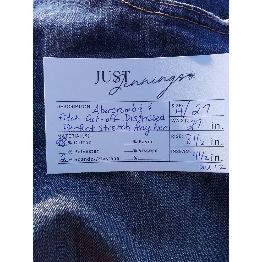 Abercrombie & Fitch jean shorts 4 / 27 cutoff distress perfect stretch fray hem - Picture 5 of 5